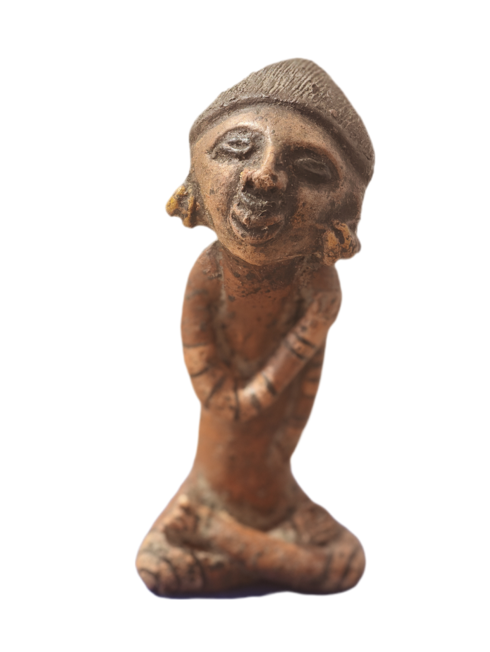 Precolumbiaanse terracotta figuur (kleermakerszit)